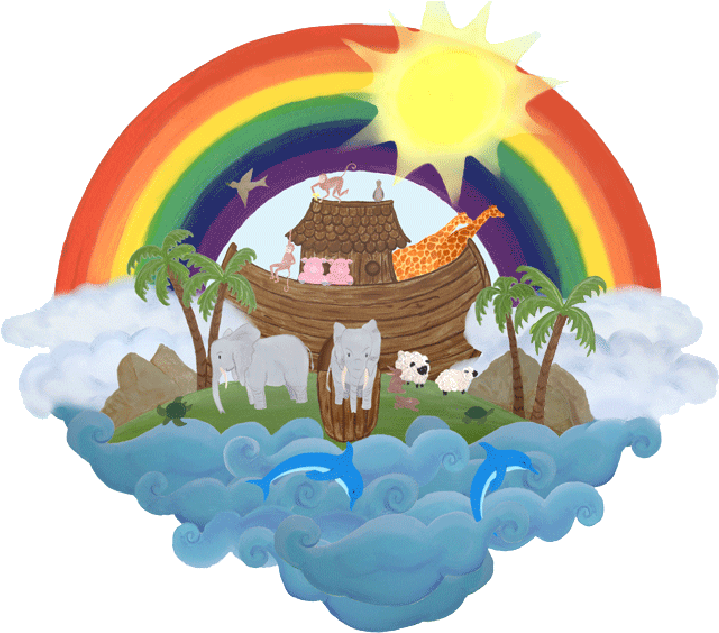 Noahs Ark Murals - Noahs Ark And Rainbow (750x651)