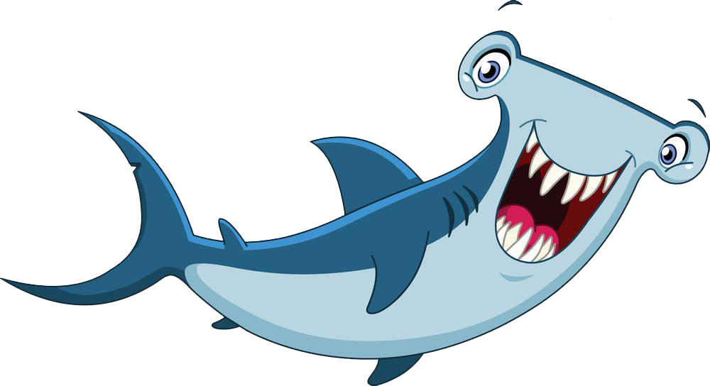 Hammerhead Shark Cartoon Clip Art - Hammer Head Shark Cartoon (1000x544)