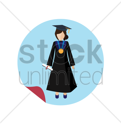 Free Female Graduate Vector Graphic - Cartoon (424x600)