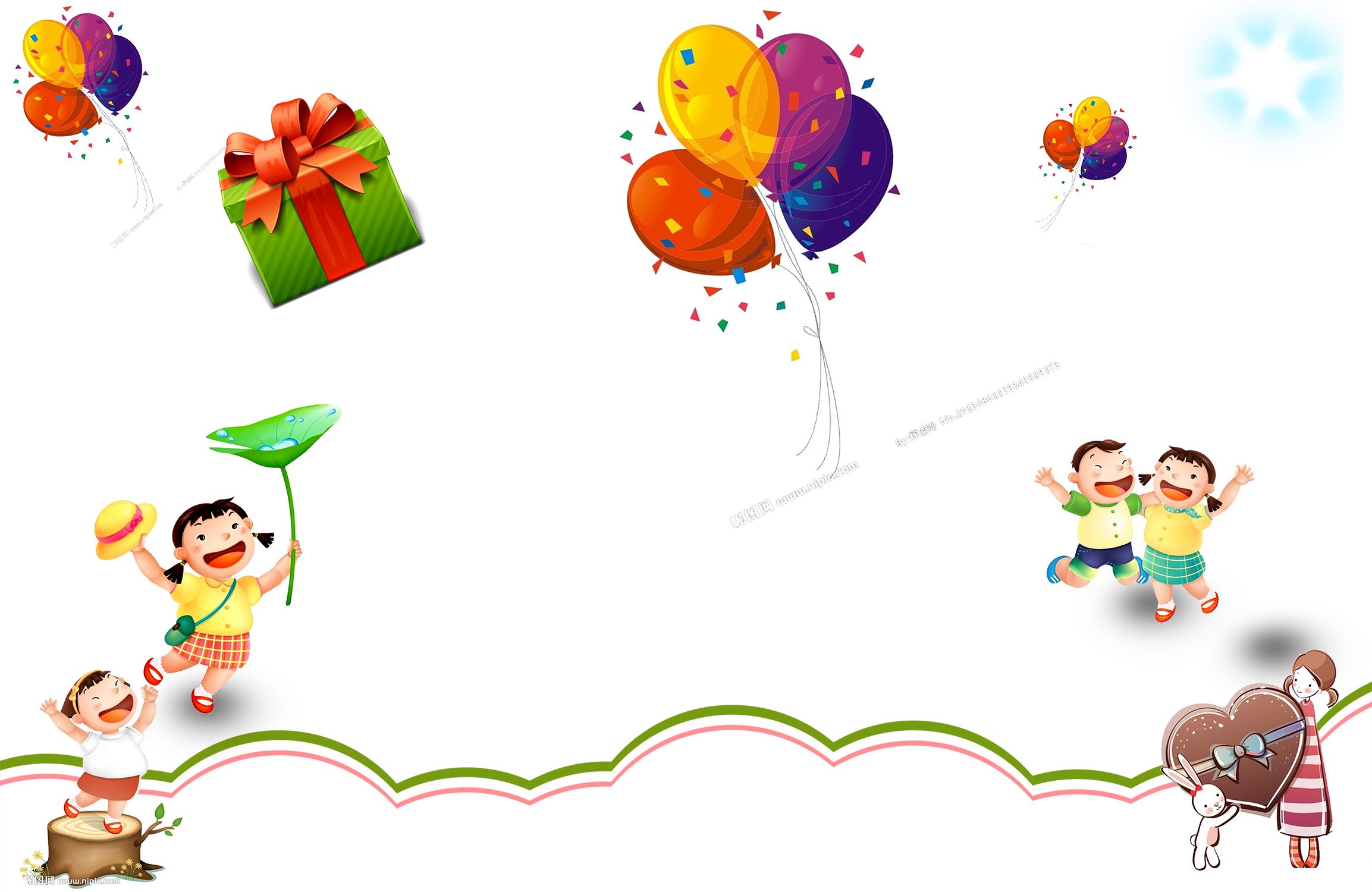 Balloon Gift Drawing Animation - Drawing (2307x1500)
