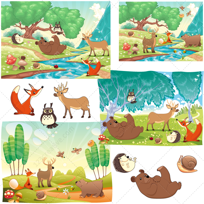 Forest Vector, Animal Vector Pack, Vector Illustrations, - Stickers Au Delà De La Forêt (1200x1000)