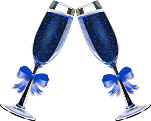 There Is 20 Champagne Flutes Free Cliparts All Used - Gold Wine Glasses Png (600x482)