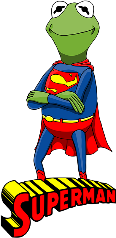 The Muppets As Justice League Characters - Kermit The Superman Superfrog Slouchy V-neck (650x867)