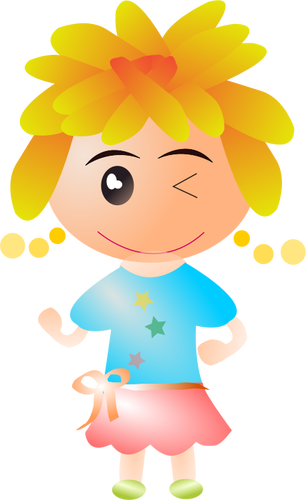 Vector Graphics Of Girl With Short Blond Hair - Vector Graphics (306x500)