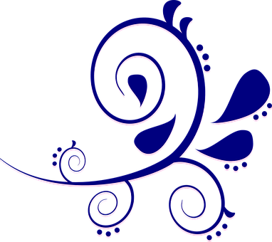 Paisley Blue Curves Floral Decoration Vine - Free Paisley Clip Art (382x340)