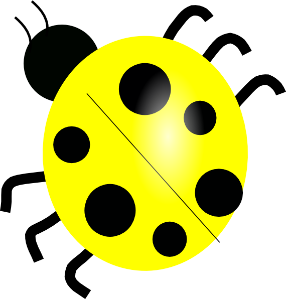 Yellow Ladybug Clip Art At Clker - Lady Bug Black And White (570x596)