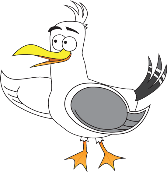 Sonny The Seagull-surprised - Cartoon (606x624)
