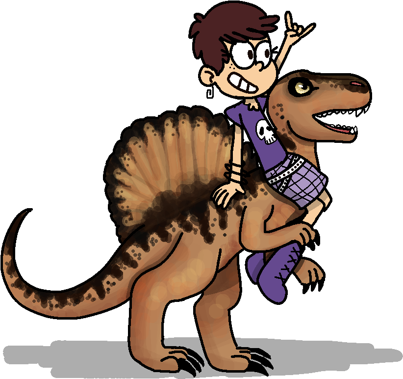 Luna Loud Riding A Spinosaurus By Rattyratterooze - Luna Loud (877x839)