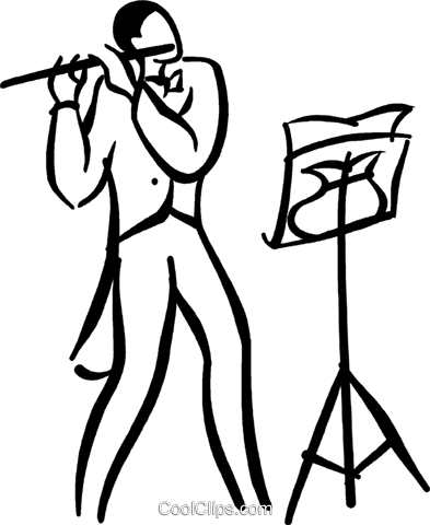 Man Playing The Flute Royalty Free Vector Clip Art - Man Playing Flute Clipart (393x480)