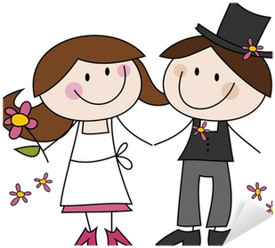 Fröhliches Hochzeitspaar Sticker • Pixers® • We Live - Wir Löffeln Die Suppe Gemeinsam (400x400)