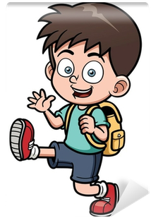 Vector Illustration Of Boy Go To School Wall Mural - Illustration (400x400)