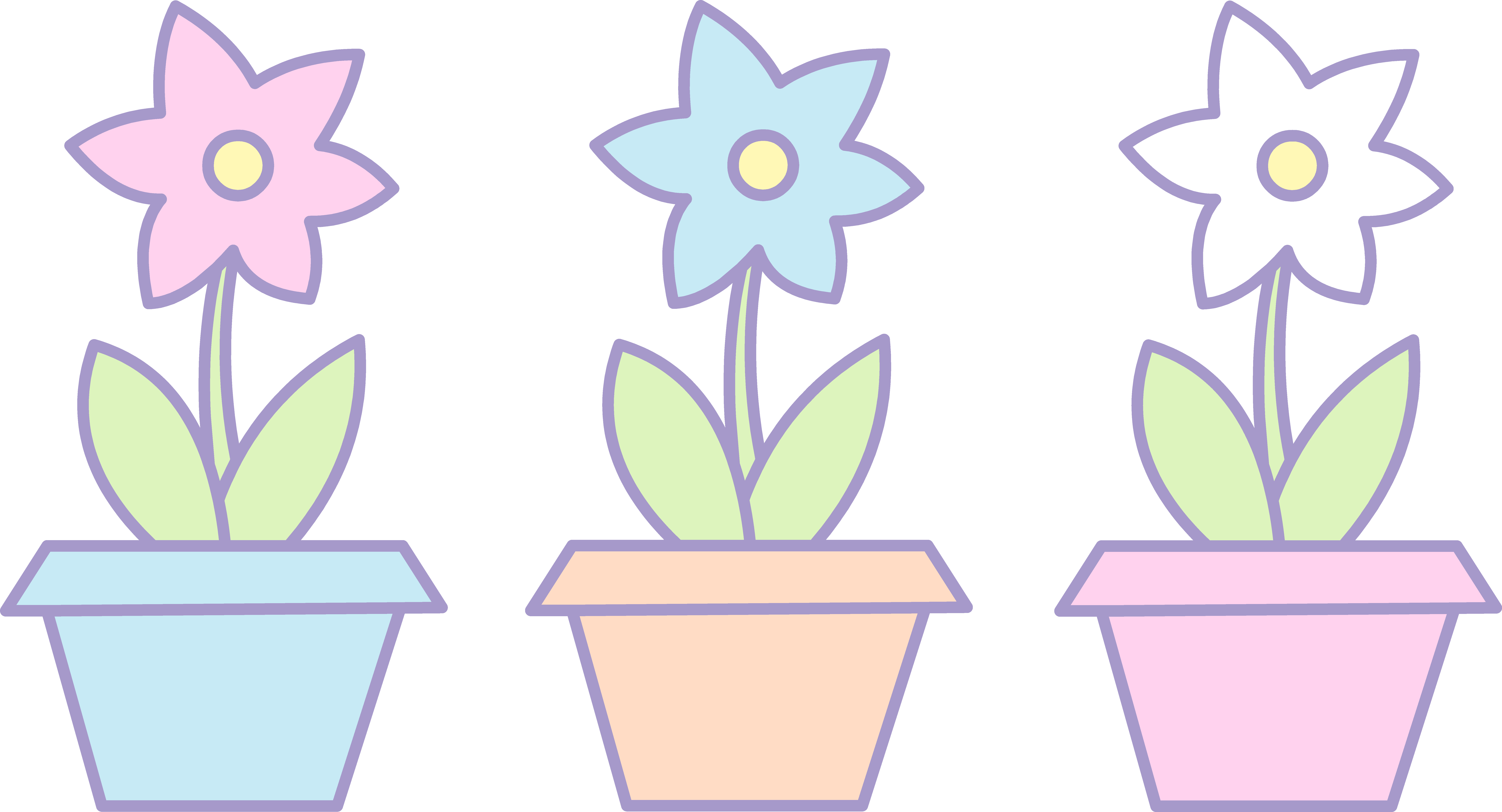 Flowerpots Clipart Pretty Flower - Cute Flower In Pot Transparent (9216x4985)