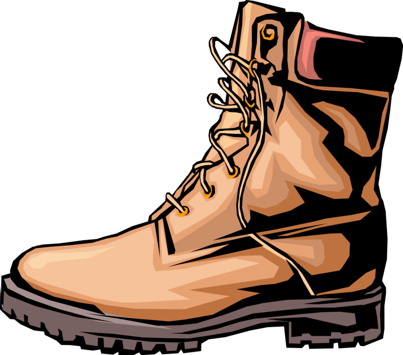 Vector Illustration Of Work Boot Footwear With Laces - Hiking Boots Clip Art (794x700)