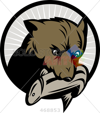Stock Illustration Of Retro Cartoon Drawing Of Bear - Trout (340x386)