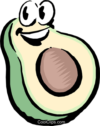 Cartoon Avocado Royalty Free Vector Clip Art Illustration - Avocado With A Face (380x480)