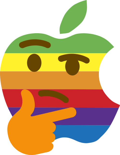 Apple Logo Think Different Clip Art - Apple Thinking Emoji (500x644)