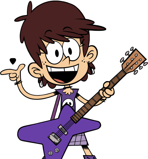 Playing Electric Guitar Clipart - Luan Loud And Luna Loud (500x537)