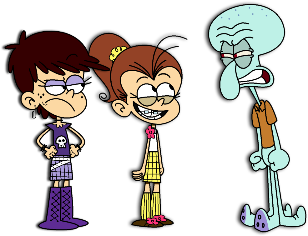 Squidward Angry With Luna And Luan By Sethmendozada - Angry Squidward Png (1024x761)