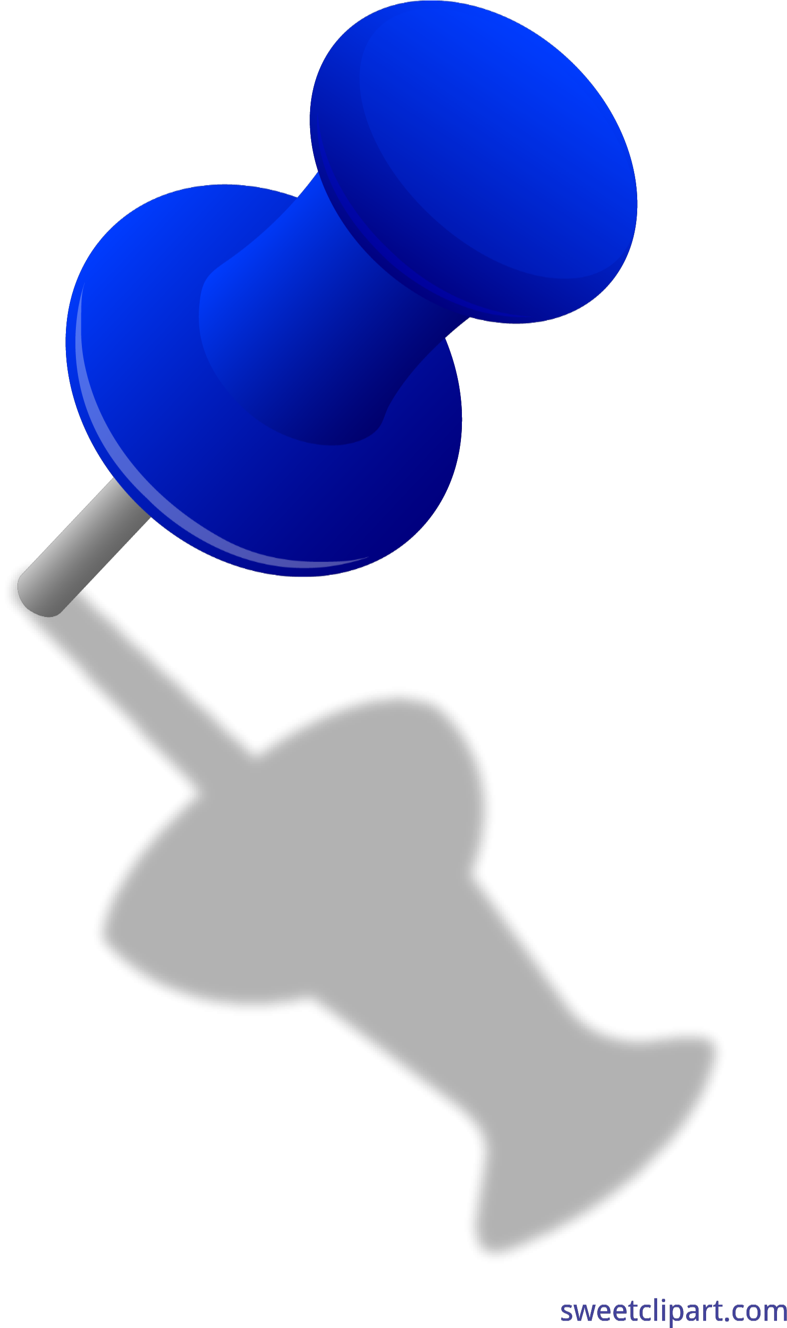 Blue Thumb Tack Angled Right - Push Pin Clip Art (1700x2658)