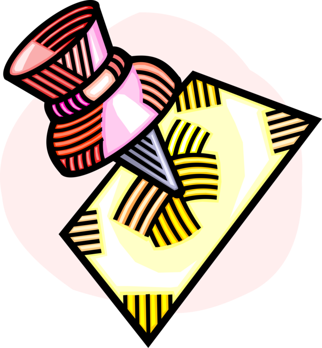 Vector Illustration Of Push Pin Or Thumb Tack Fastens - Vector Illustration Of Push Pin Or Thumb Tack Fastens (647x700)