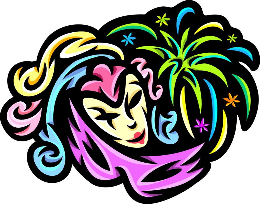 Vector Illustration Of New Orleans Mardi Gras, Shrove - Illustration (892x700)