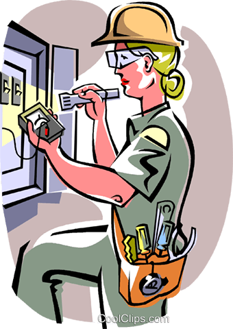 Electrical Clipart Transparent - Female Electrician Clipart (340x480)