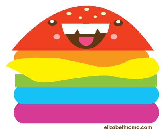 Rainbow Cheeseburger By Manriquez - Rainbow Cheeseburger By Manriquez (621x490)