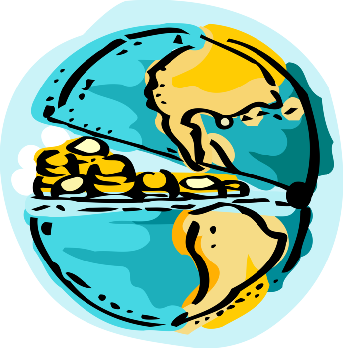 Vector Illustration Of Money Runs The World Planet - Vector Illustration Of Money Runs The World Planet (690x700)