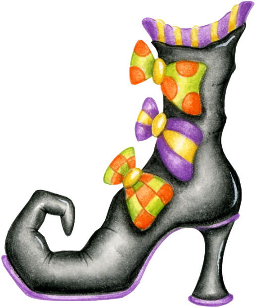 Sorcière Un Jour, Sorcière Toujours - Clipart Halloween Witch Shoe (580x629)