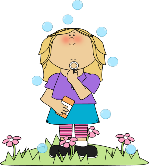 Girl Blowing Bubbles Clipart (493x550)
