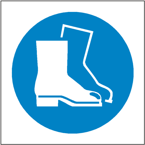 Wear Safety Footwear Symbol Label - Safety Boots Sign (600x600)