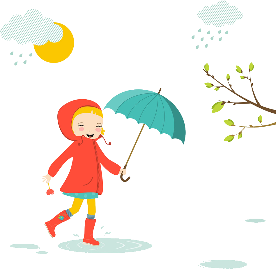 Rain Cartoon Comics Illustration - Charco Infantil (1000x1000)