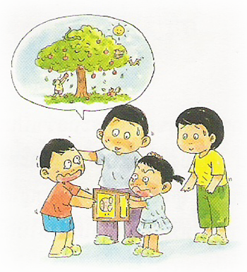 เด็กๆ ทั้งน้ำนม อาหาร ความอบอุ่น ตลอดจนความรู้ - การ์ตูน คุณลักษณะ อัน พึง ประสงค์ มี วินัย (350x386)