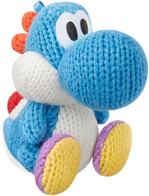 Nintendo Amiibo Figurine Yarn Yoshi Light Blue - Light Blue Yarn Yoshi (556x532)