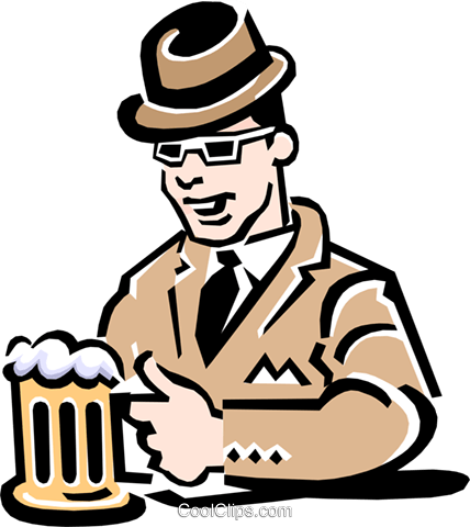 Man Having A Beer At The Pub Royalty Free Vector Clip - Desenho De Homem Tomando Cerveja (428x480)