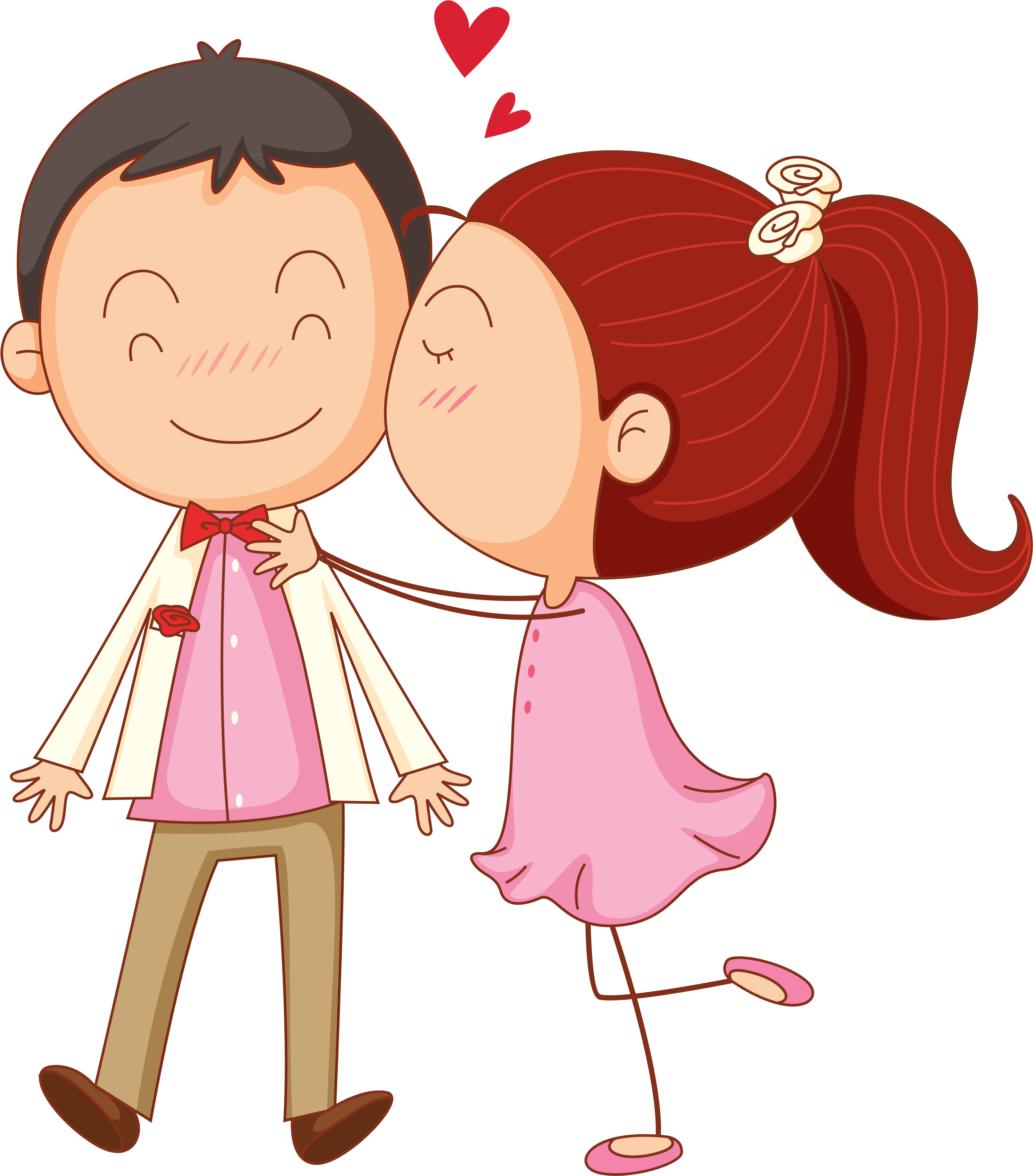 Kiss Cartoon Clip Art - Couple In Love Clipart (4345x4905)
