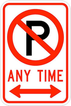 No Parking Anytime Symbol Double Arrow - No Parking (500x500)