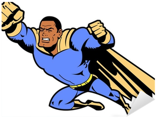 Black Flying Superhero With Clenched Fist Sticker • - Flying Superhero (400x400)