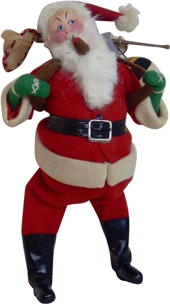 Rare 1960's 11" Klumpe Santa Doll With Bag - Santa Claus (604x604)
