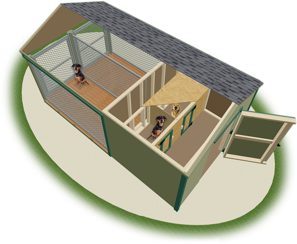 Large Double Animal Kennel Inside - Dog Kennel Shed Combo (1024x900)