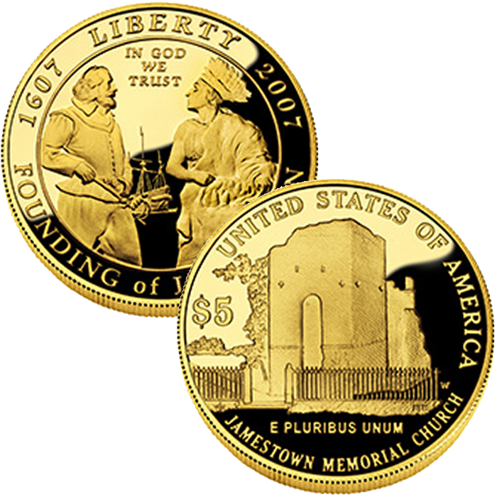 2007-w $5 Jamestown Commemorative Proof Gold Coin - Commemorative Coin (700x700)