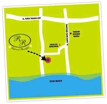 R&r Bali Bed And Breakfast Is Located 500 Meters From - Map (370x358)