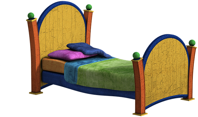 Bed, Pillow, Zudeck, Wooden Bed, Rest, Sleep - เตียง การ์ตูน Png (960x720)