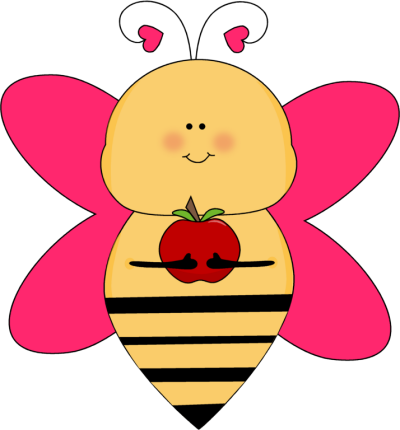 Heart Bee With An Apple Clip Art - Apple And A Bee (400x430)