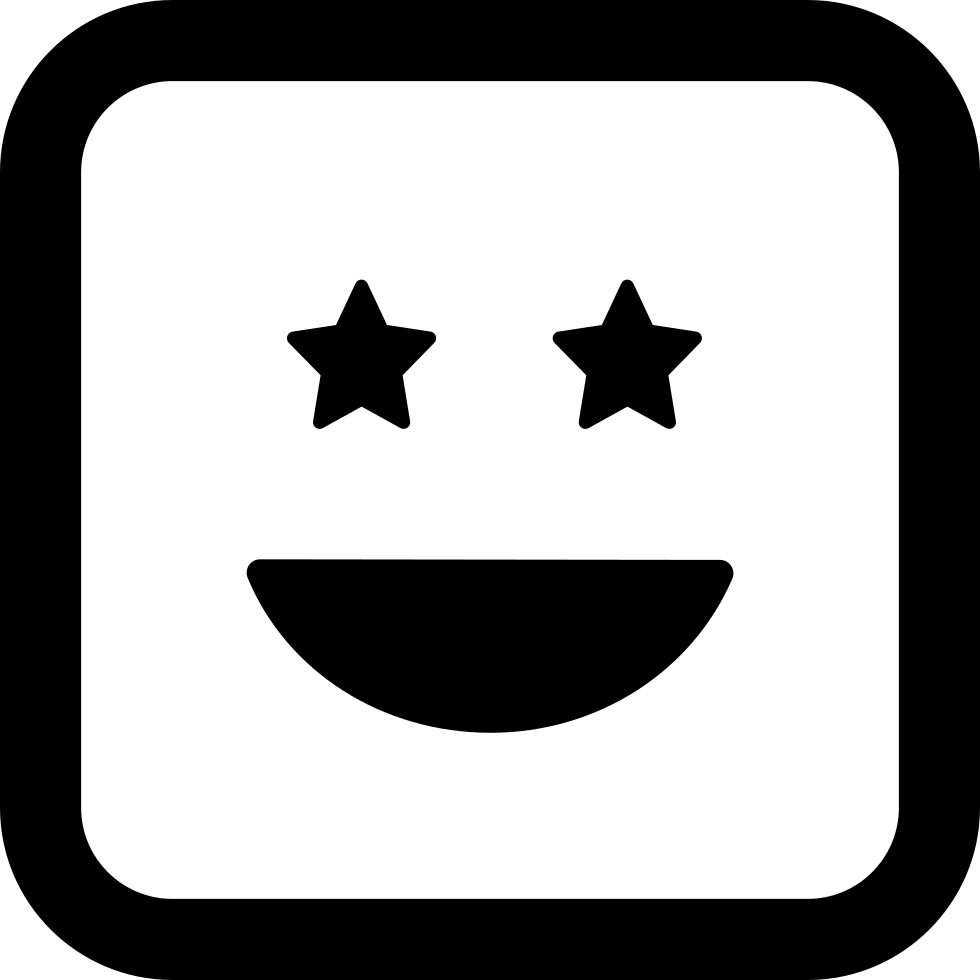 Smiling Happy Emoticon Square Face With Eyes Like Stars - Smile (980x980)