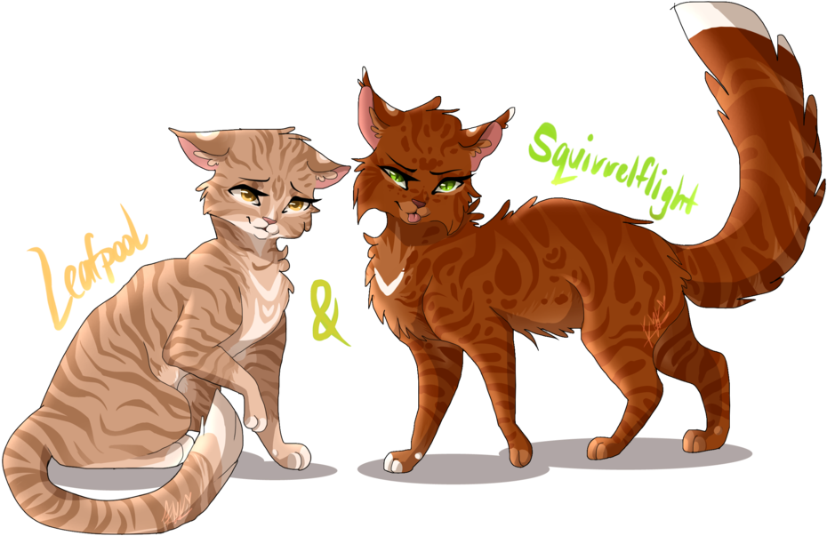 Leafpool Squirrelflight By Fangartkitty - Warrior Cats Leafpool And Squirrelflight (1024x666)