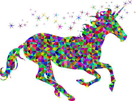 Colorful Prismatic Chromatic Rainbow Trian - Unicorn Transparent (460x340)