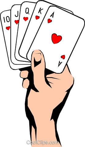 Hands Holding Playing Cards Royalty Free Vector Clip - Kartenspielen Clipart (277x480)
