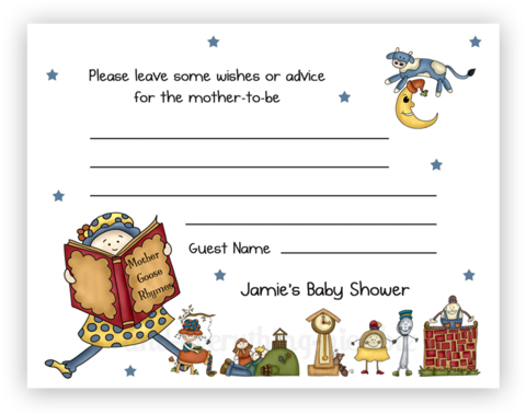 Mother Goose Nursery Rhyme • Advice Or Wishes Card - Nursery Rhyme Thank You Cards (480x378)