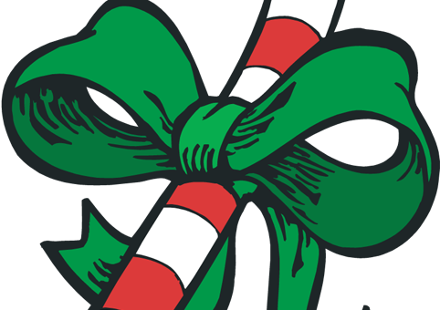 Candy Cane With Bow 1 - Candy Cane With Bow (482x340)